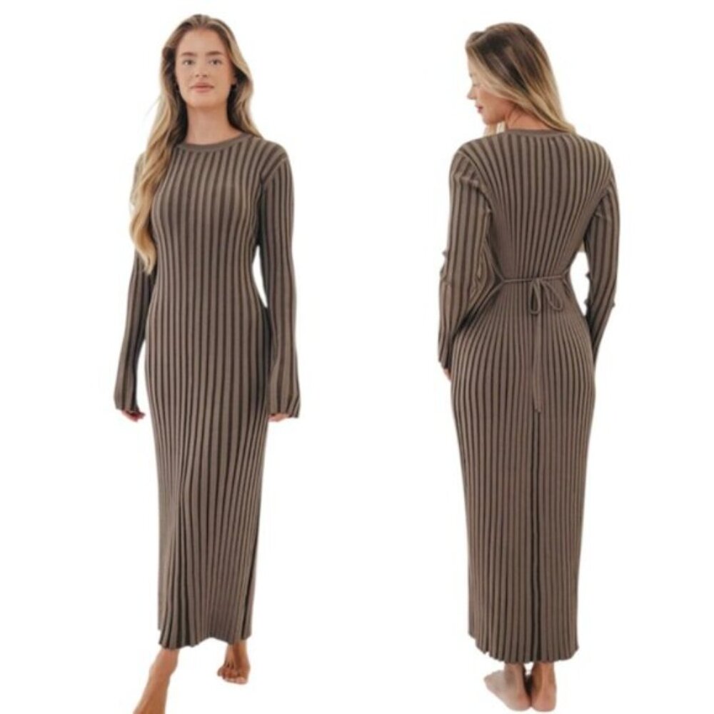 NWT Worth Collective Colette Premium Long Sleeved Ribbed Knit Maxi Dress - Picture 13 of 13